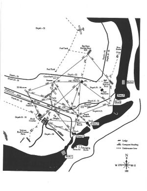 Map of submerged features in Fantasy Lake Adventure Park