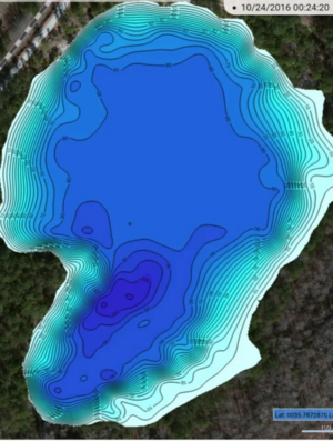 2016 sonar survey of Mystery Lake showing depth contour lines